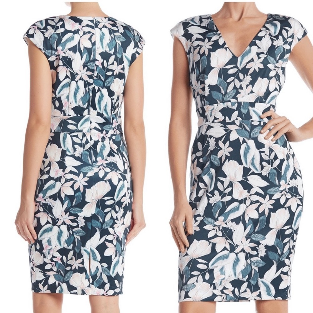 Alexia Admor Floral V-Neck Sheath Dress